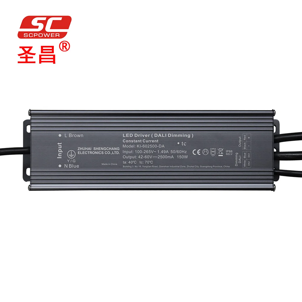 100-277VAC 49-70V DC 2100ma 150W DALI powersupply waterproof housing Dimmable LED Light DRIVER