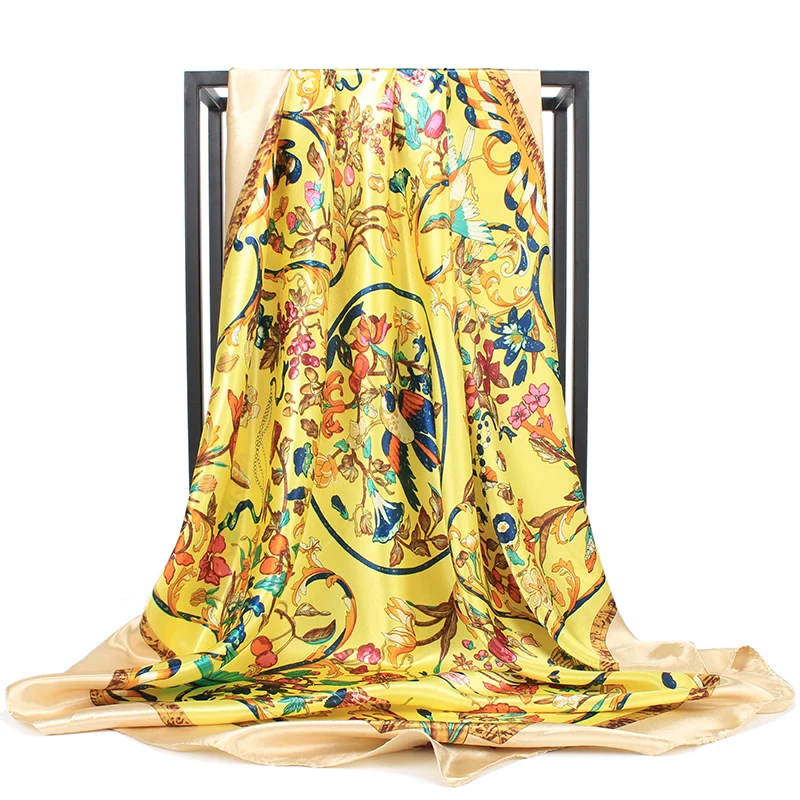 100% Handmade Screen Print Manufacturing 90 90 Square Twill Ladies Silk Scarves