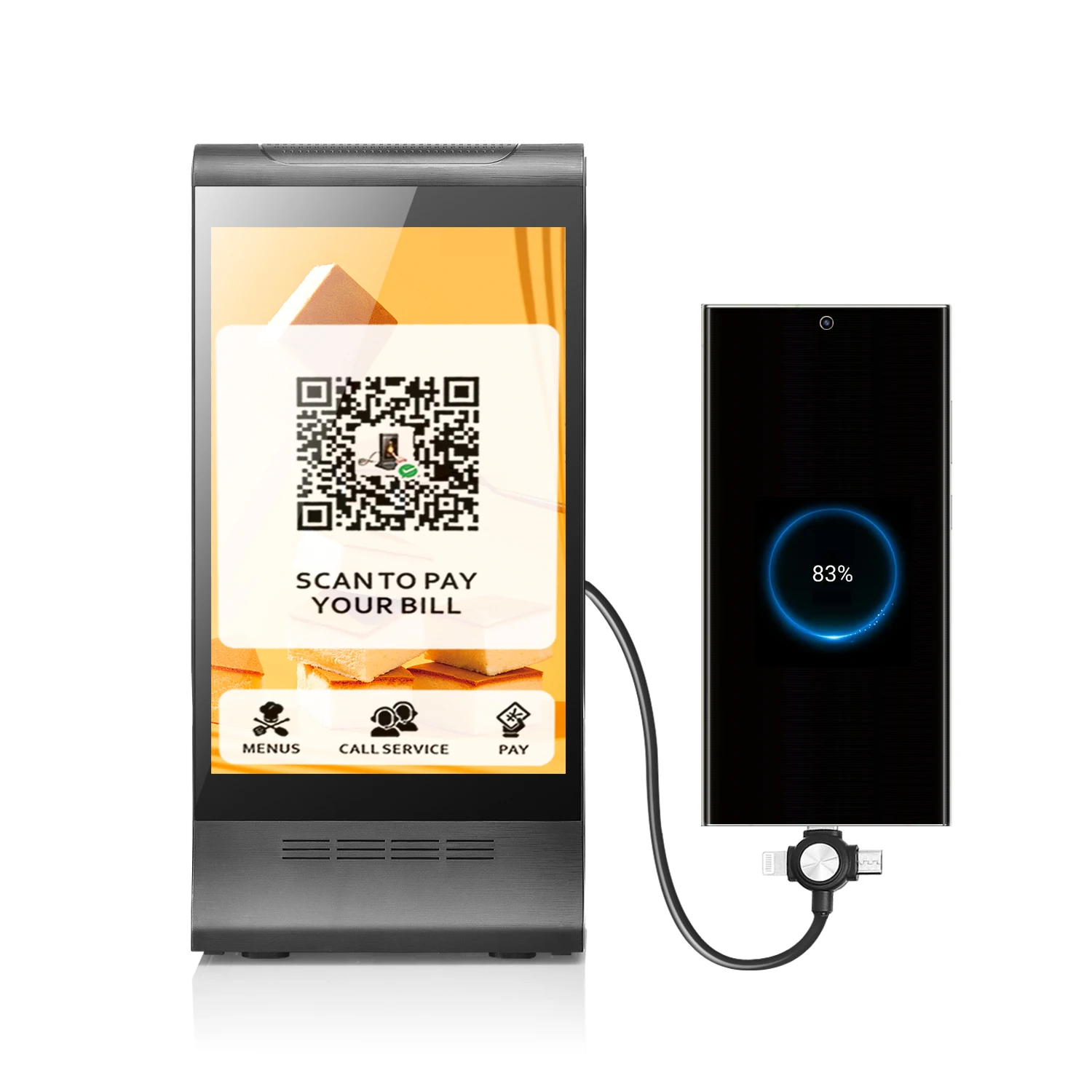 Innovative Popular Digital Signage Table Menu Display Player Restaurant Tabletop Advertising Display with power bank