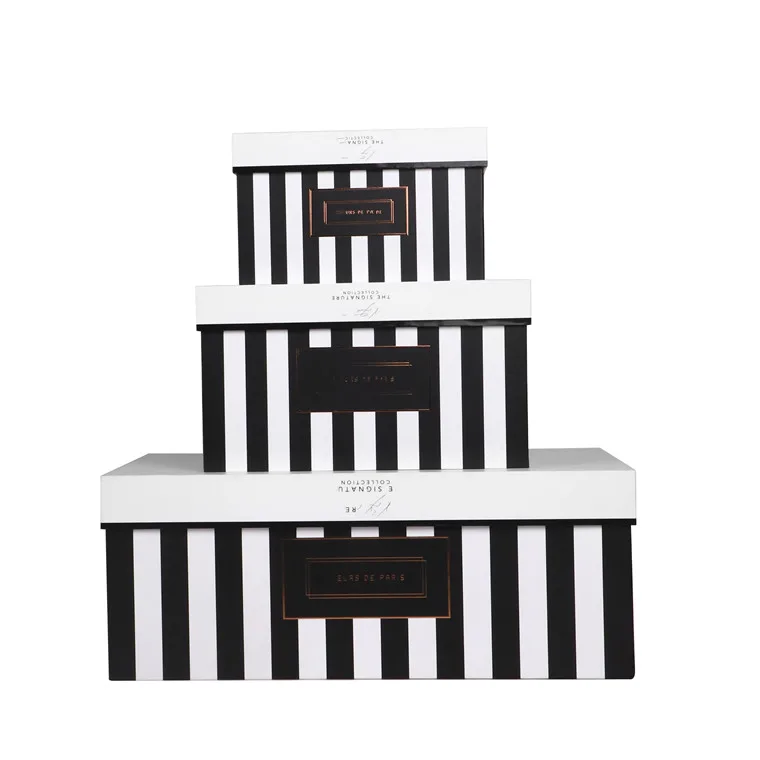 Wholesale Corporate Gift Set Black White Square Clothing Packaging Paper Box