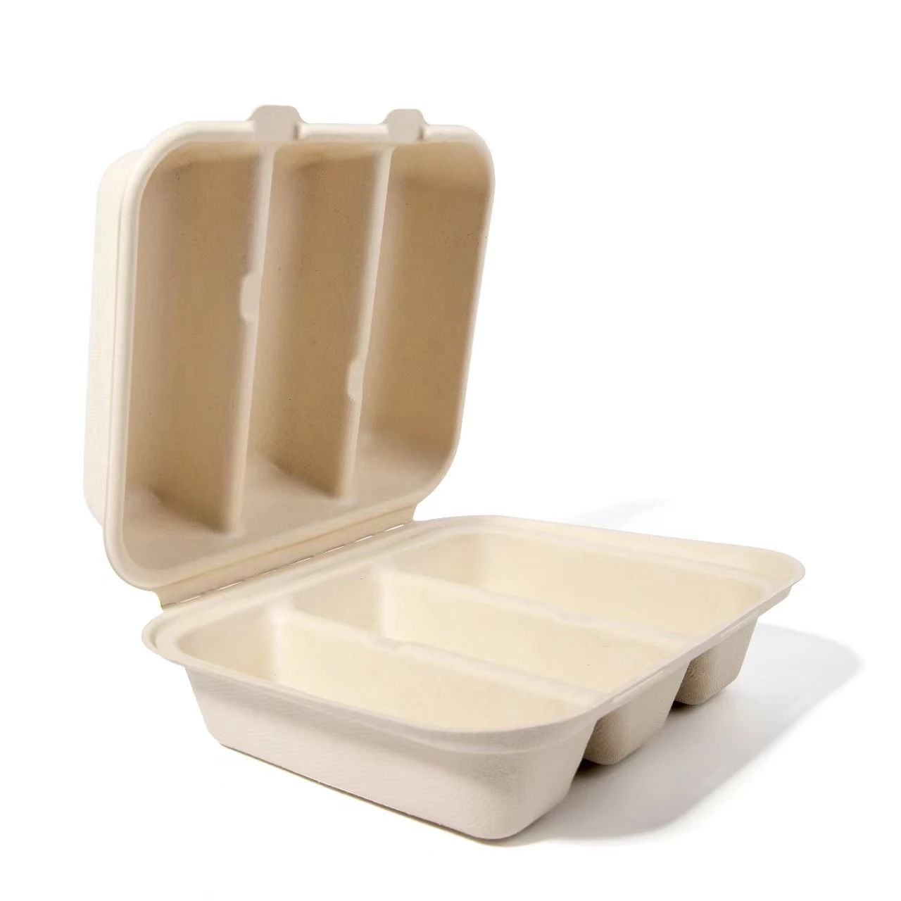 Compostable Takeaway Food Sugarcane Bagasse Taco Box 3-compartment Taco Holder Taco Tray Food Container Lunch Packaging Box