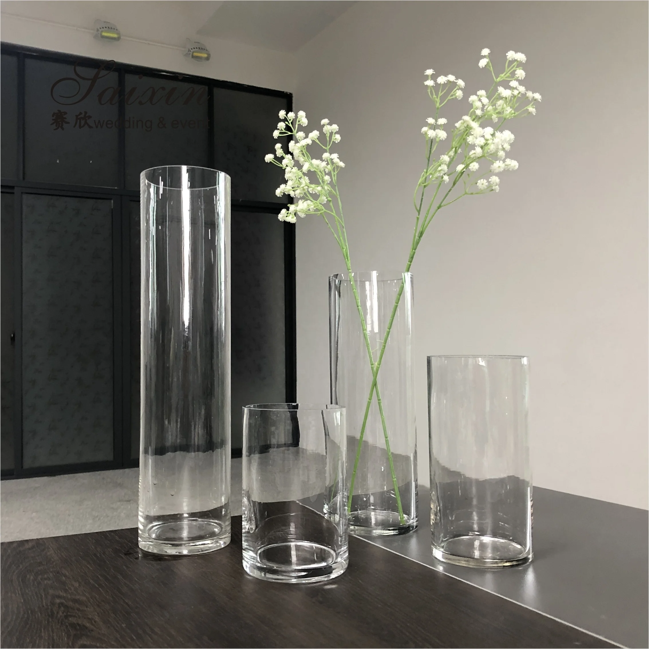 Wholesale cheap wedding decoration different height glass cylinder