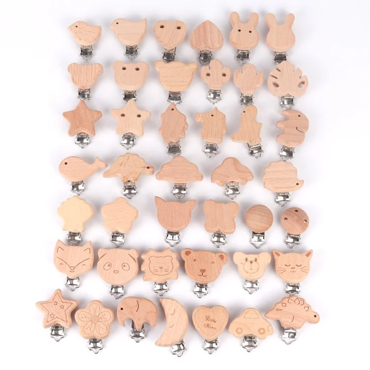 New Products Baby Toys Wooden Accessories Baby Pacifier Clip Star Shape Clips for Pacifiers