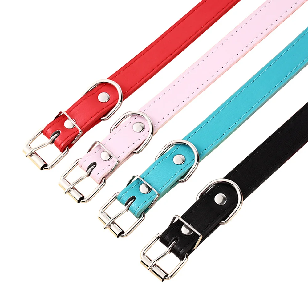PU Leather Soft Colorful Pet Cat Dog Collars For Small Medium Large Dogs Neck Strap Adjustable Safe Labrador Puppy Cats Collar