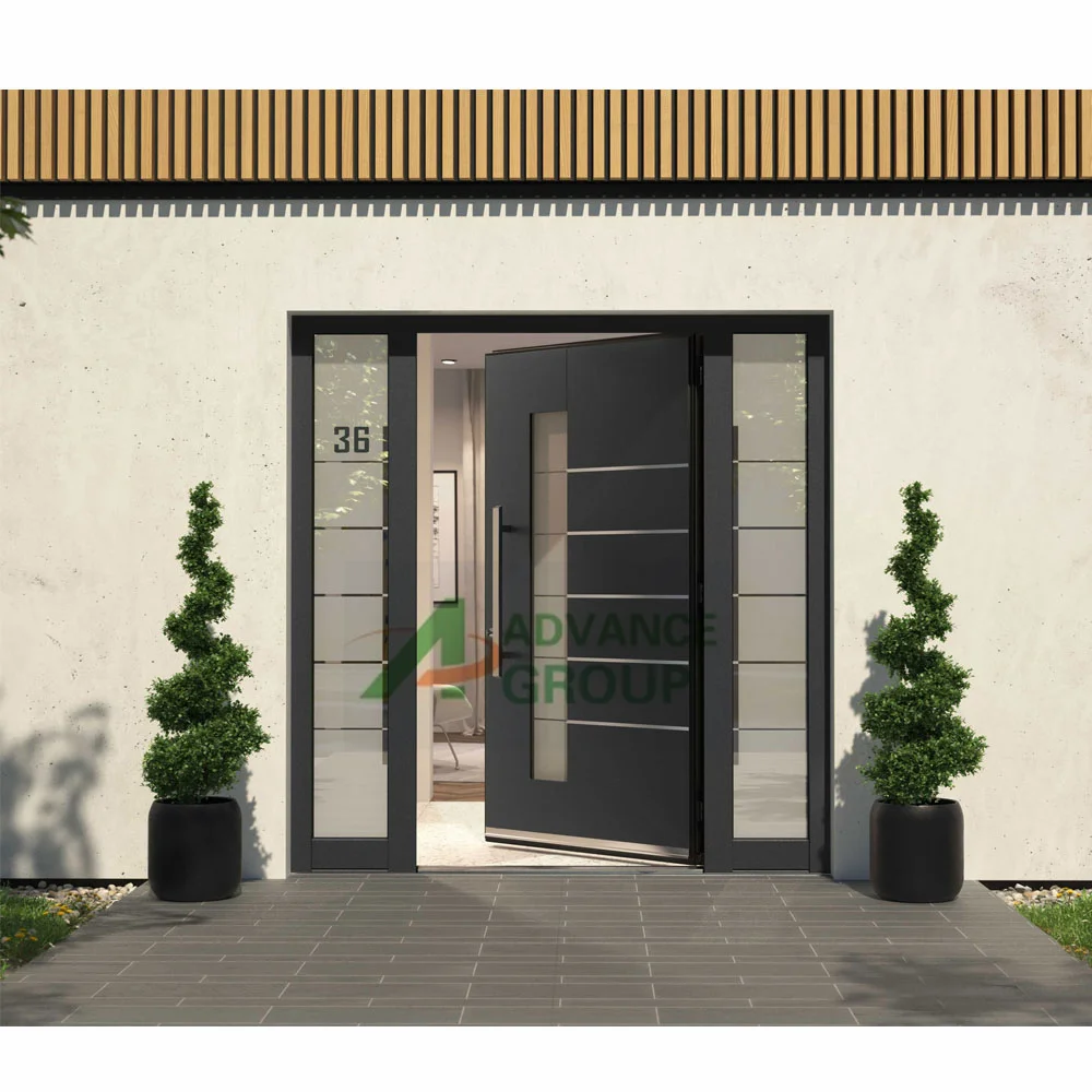 Modern aluminum pivot entrance door stainless steel front entry doors for houses