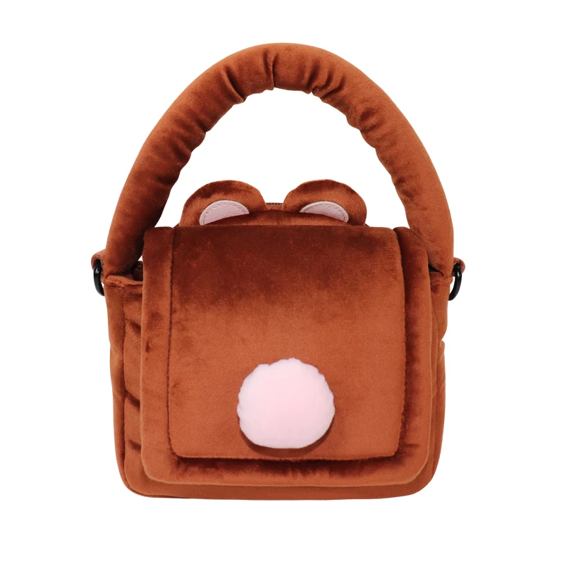 2023 Wholesale Super Cute Cartoon Character Plush Bear Panda Handbag Plush Shoulder Bag Plush Bag For Shopping