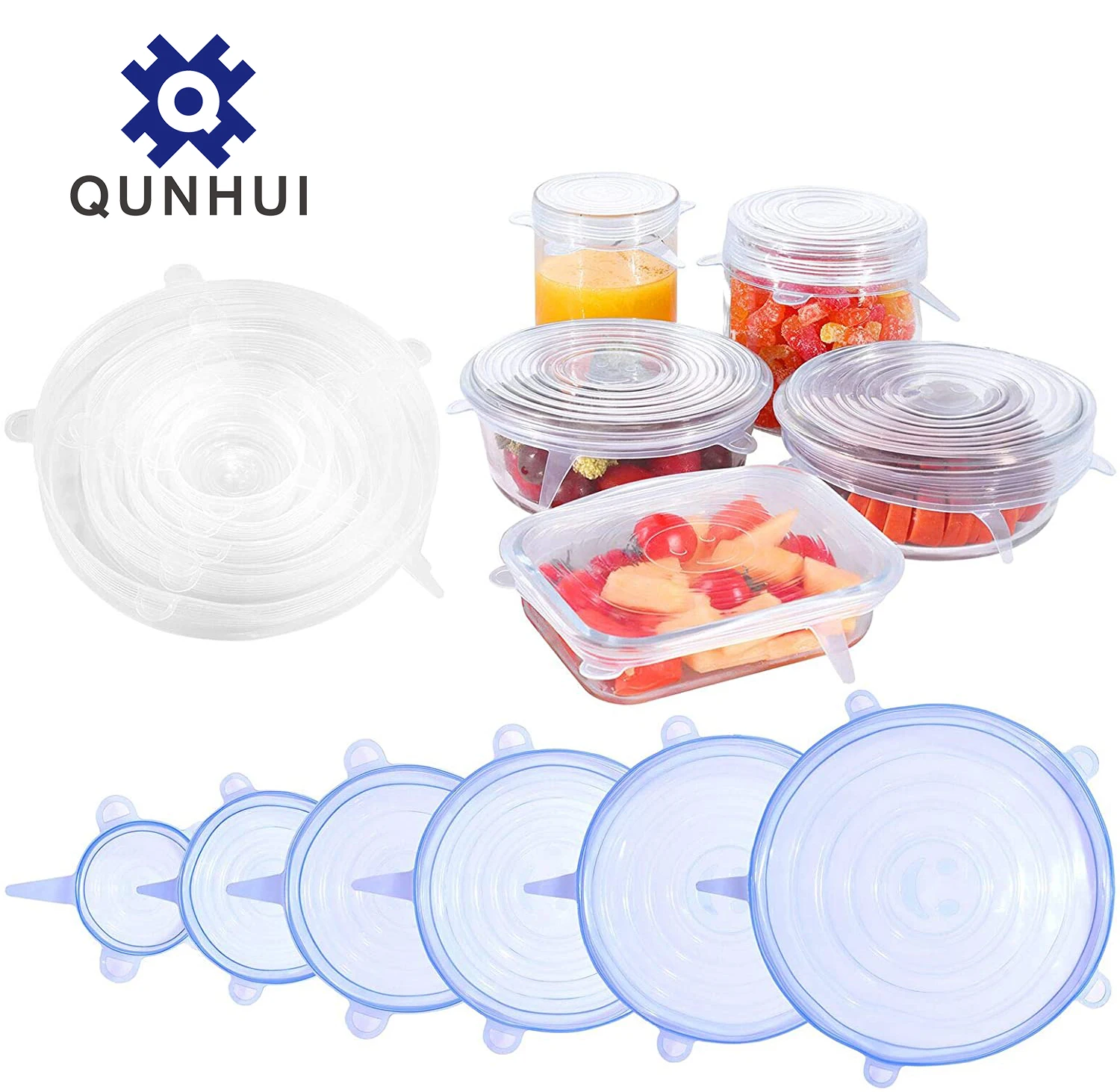 
QUNHUI Silicone Fresh-keeping Cover Silicone Wrap Stretchable Fruit Vegetable Cling Film Camping Kitchen Food Covers 
