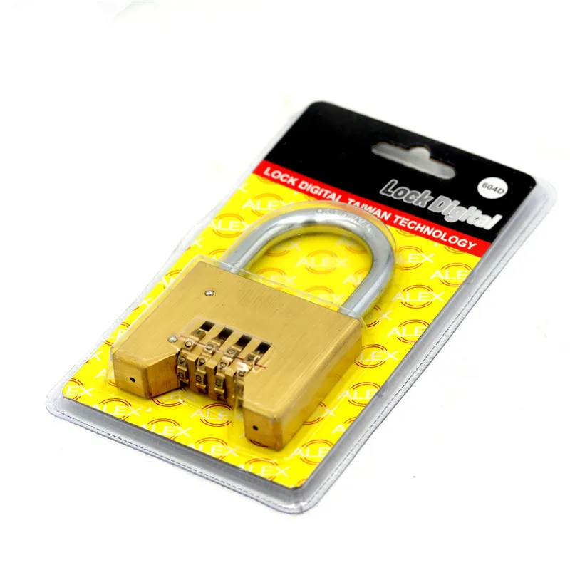 
High quality low price luggage travel square polishing surface brass digital code padlock 4 digit combination padlock 