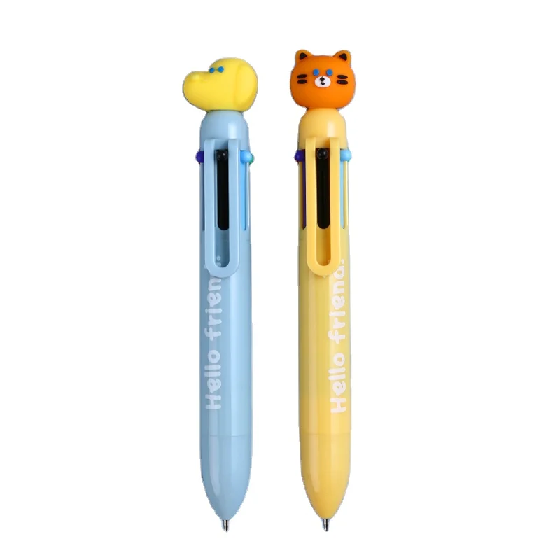 3D Dino Rabbit Dog Cat Animals Topper Shape 0.7mm Creative Stationery six Color kawaii Press Ball Point Pen For Girls And Boys