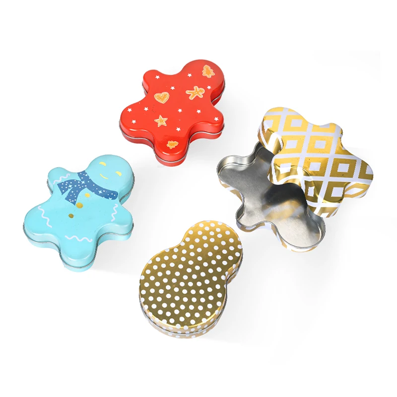 Factory Metal Packaging Custom Food Grade Festival Christmas Tinplate Can Irregular Doll Shape Easter Chocolate Candy Tins Box
