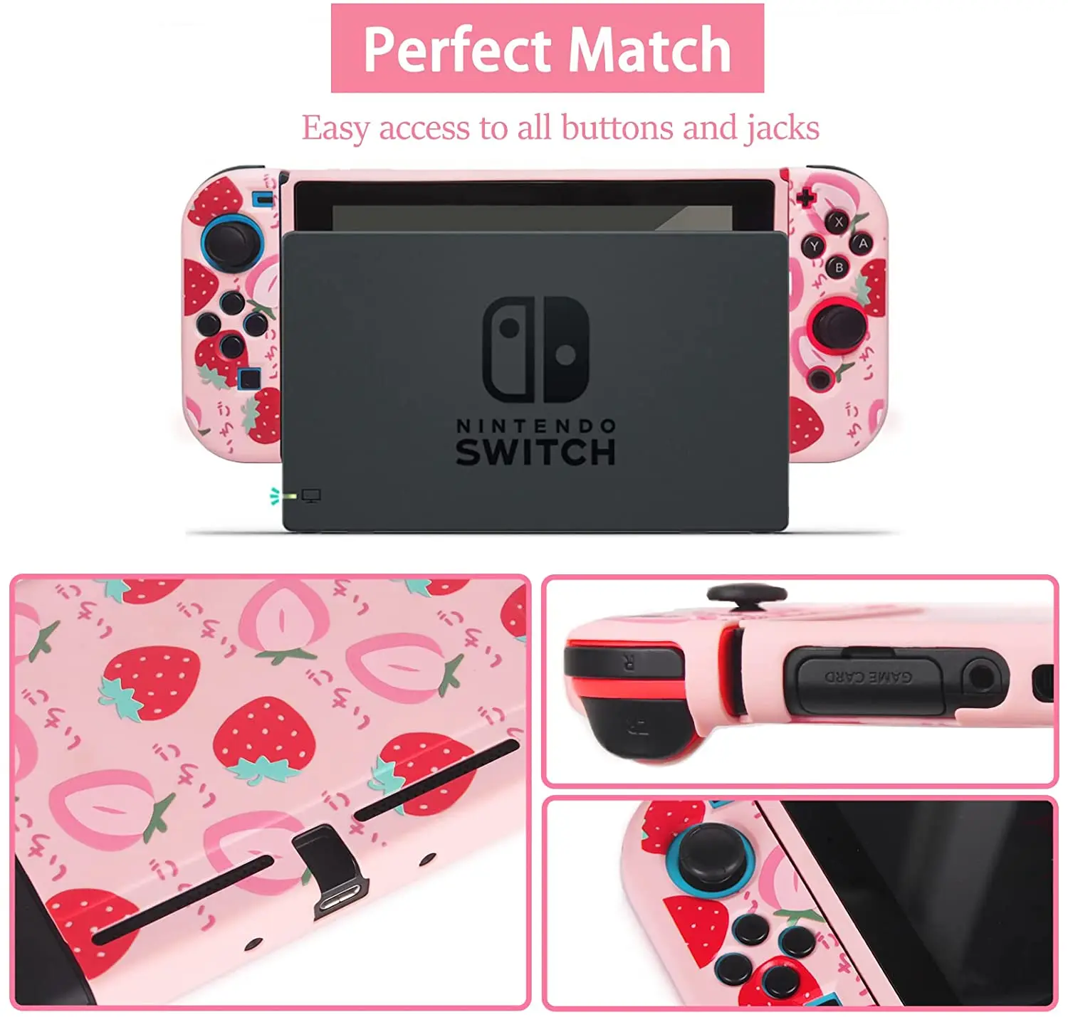 New Pink Cute Strawberry Protector Cases for Nintendo Switch Accessories Soft TPU Shell Cover for Nintend Switch Skin Case