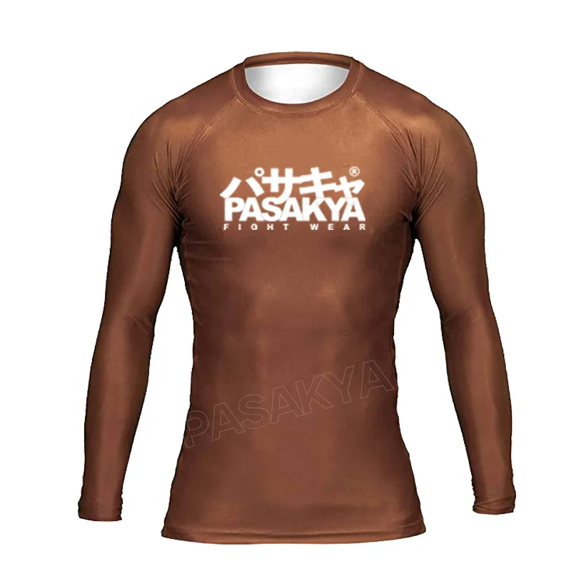 Custom made long sleeve plain color man fishing rashguard personalised bjj rash guard