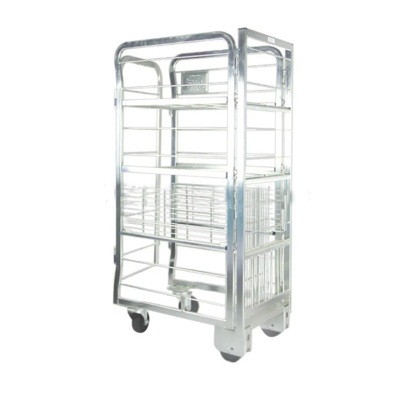 Manufacturer Direct Sales Light Duty Four Levels Shelves Milk Cart Roll Cage Milk Trolley rolling metal storage cage