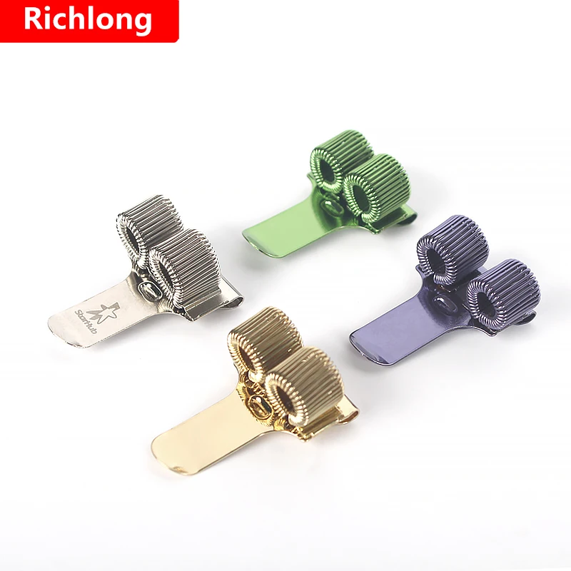 Office Supplies Double Hole Metal Spring Pen Holder With Pocket Clip Writing Stationery Elastic Loop