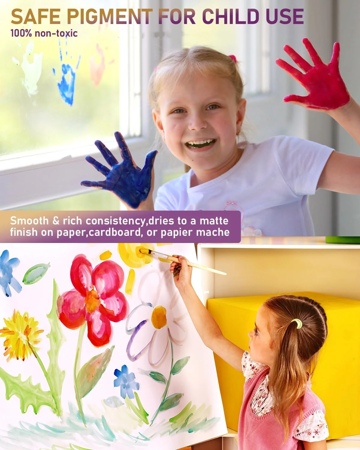 14 Colors Large Washable Paint Set for Kid (16.9 oz,500 ml) Acrylic Bulk Supplies Non Toxic Children Tempera for Art Craft DIY