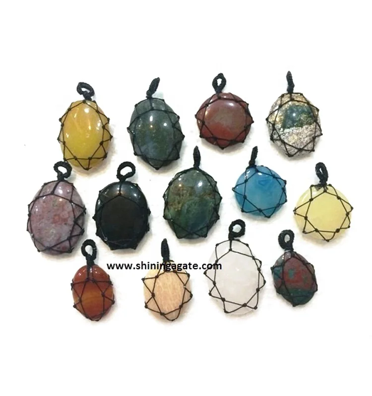 Mix Gemstone Netted Pendants Natural Stone Healing Pendants Wholesale Gemstone Pendants Manufacturer