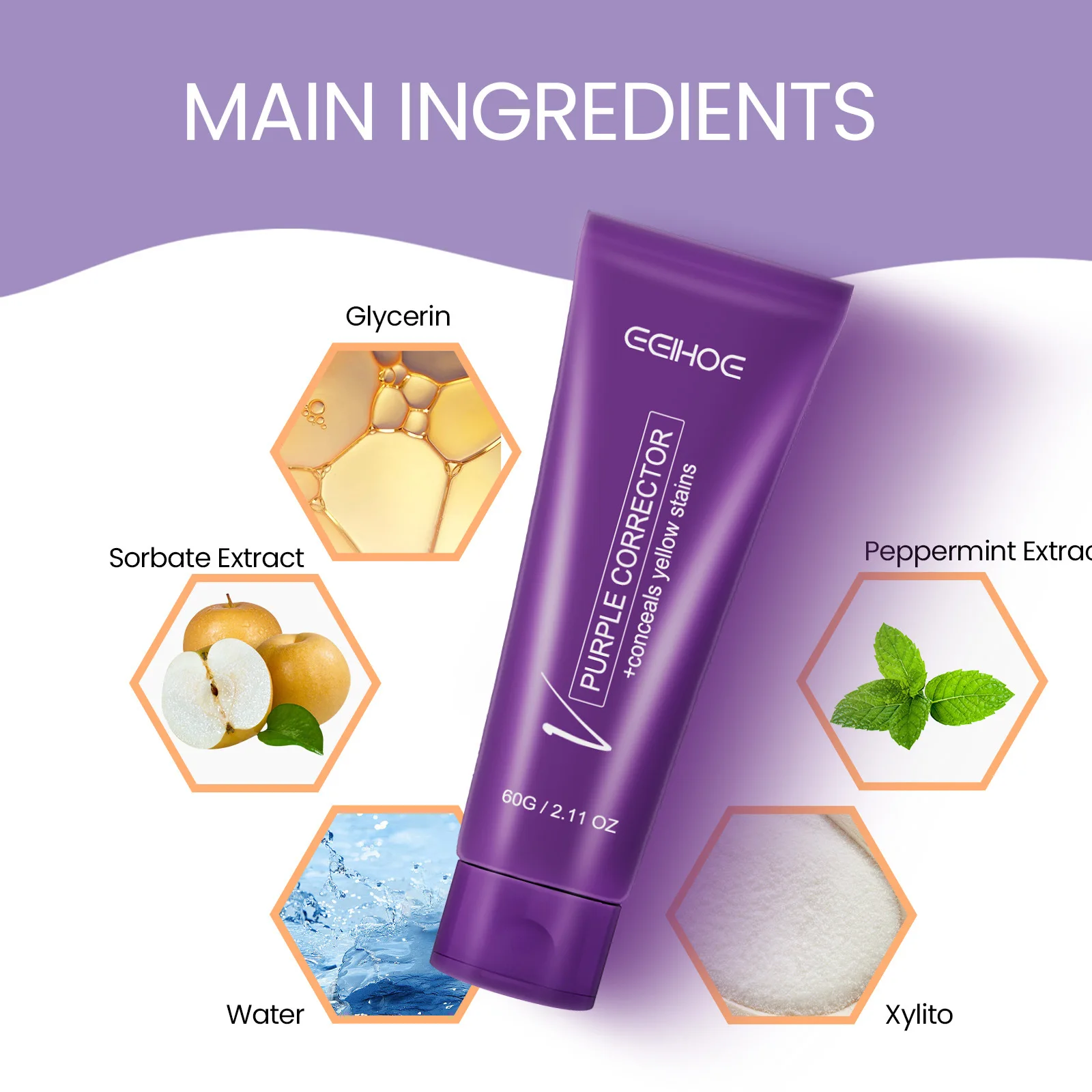 V34 Purple toothpaste teeth whitening 60g white teeth v34 colour corrector teeth whitening toothpaste at home