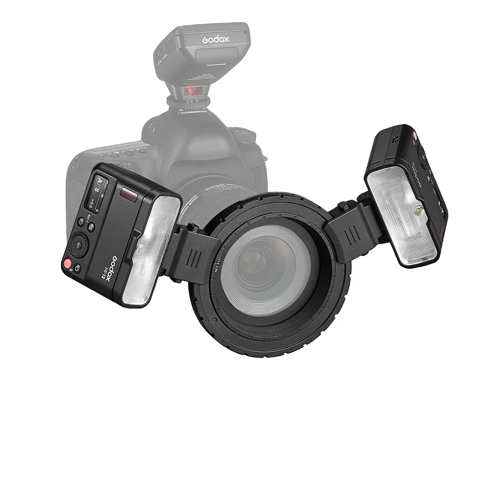 Godox MF12 K2 Макросъемка 2-Light Kit 2,4 GHz беспроводное управление 0,01 до 1,7 s время переработки с батареей и цветным фильтром диффузор