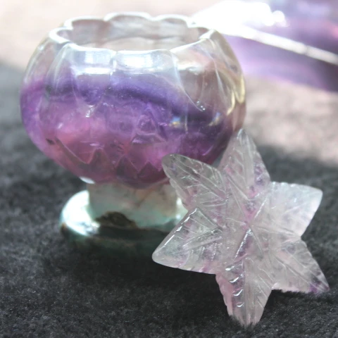 Wholesale Natural Crystal and Gemstone Hand Carved Pumpkins Candleholder For Halloween Decoration