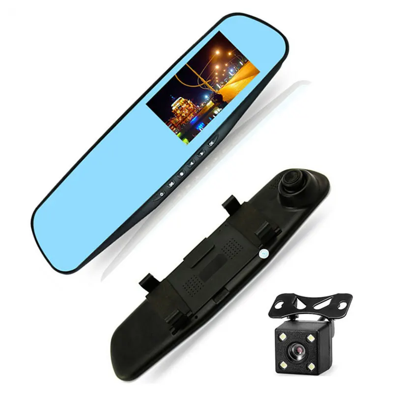 Rearview mirror driving recorder, dual lens 4.19-inch car monitoring, high-definition 1080P front and rear dual recording.