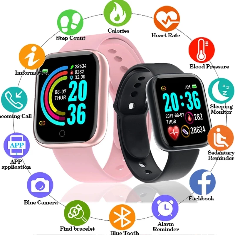 Best Price Sports Smart Bracelet Heart Rate Blood Pressure Wristband Y68 Smartwatch D20 Smart Watch