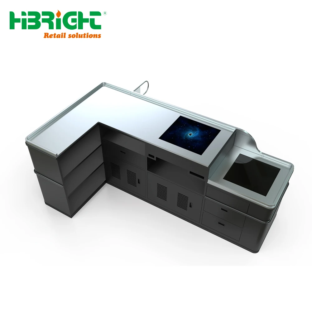 High Quality Convenience Store Cash Table Furniture Dimension Design Grocery Cashier Checkout