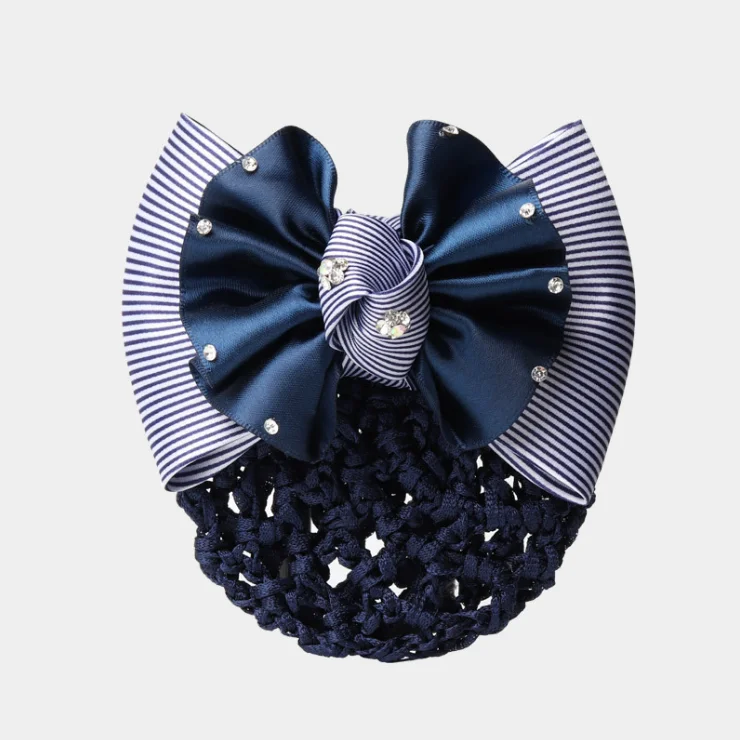 Professional Stain Flannel Bow Flower Hair Clip With Crystal Hair Bun Net For Stewardess Nurse Accessory Properly in the Office