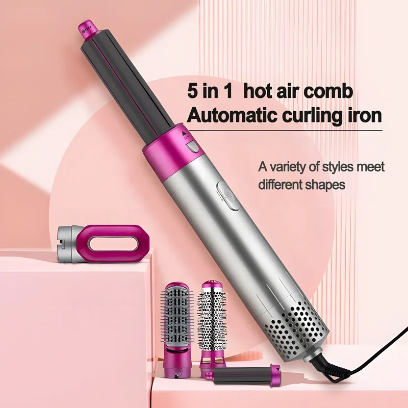 2023 New Electric Straightener Curler Hot Air Brush Blow Dryer 5 in 1 Hair Styler 1000W Hair Dryer Brush Styling Toot Set