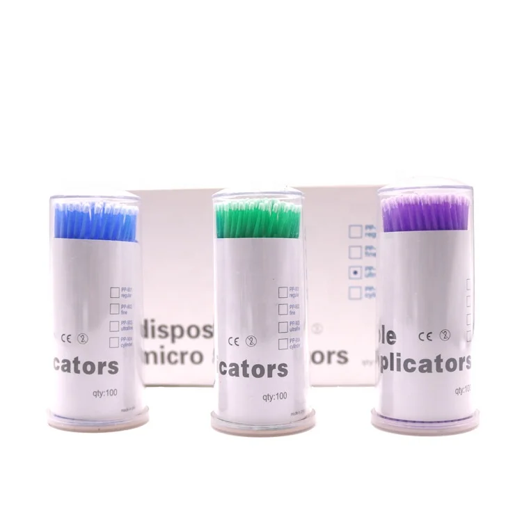 wholesale Micro applicator Cleaning Makeup and Tattoo brush  different size colour Brush  Plastic Handle + Fiber Wool