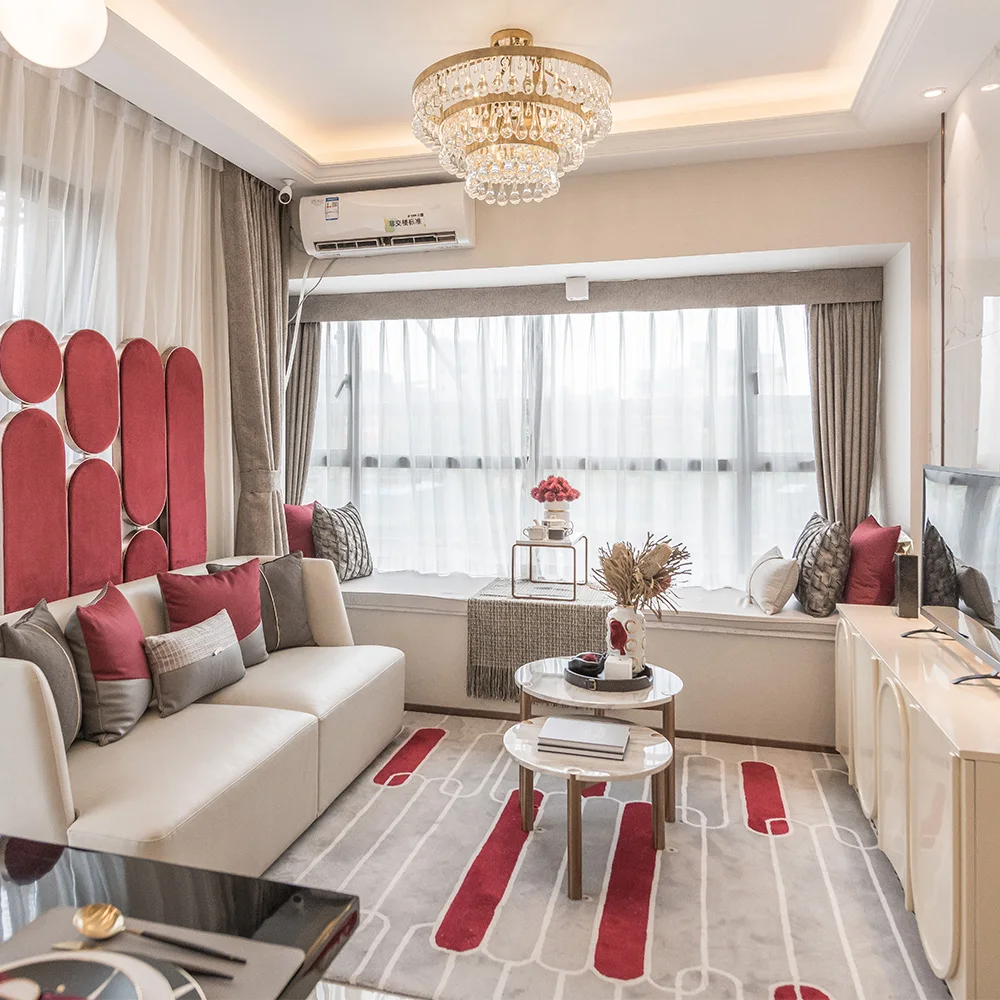 Современная мебель для гостиной Orangefurn двухместный диван журнальный столик подставка телевизора перегородка Кондо