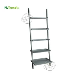 Home MDF Ladder Shelf Furniture 5 Tiers Corner Modern Wood Library Plant Display Storage Rack