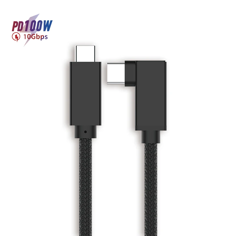 OEM ODM 90 degree 100W PD Fast Charging 4K Video USB-C 3.2 Gen 2 E-marker  USB C to USB C Cable Cable