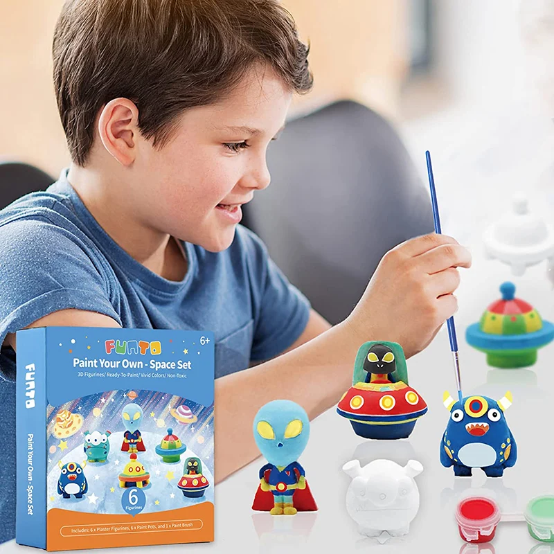 custom fabrication alien art and craft diy paint doodle magic drawing creation Ceramic figurine model coloring toy