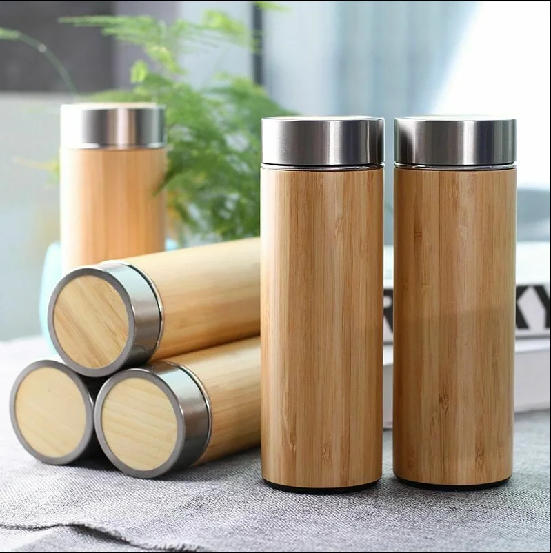 WanuoCraft Customize double wall bamboo cup vacuum eco-friendly wooden bamboo water mugs with