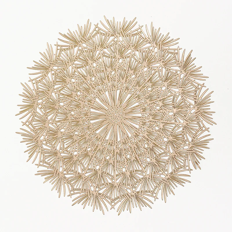 European Style Hollow Out round plate mat Kitchen Placemats Gold silver PVC Dining Table Mats