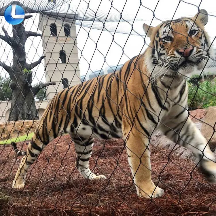 Tiger cage ss rope mesh bird breeding cage inox wire rope mesh architectural roof stainless steel cable net