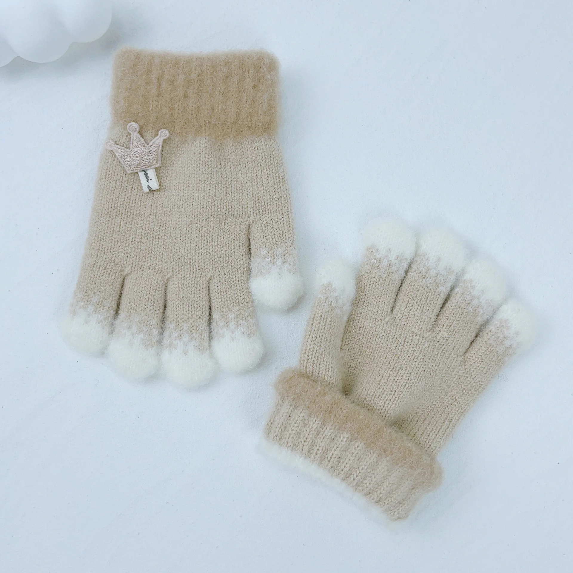 Custom Logo Winter Baby Finger Gloves Warm Thickened Child Soft Knitted Five-finger Gloves For 2-6 Years Old Boys Girls Gloves