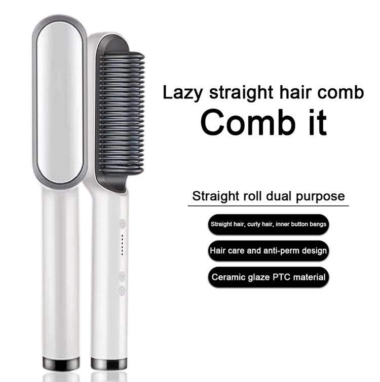 Men Women Curling Hair Straightener Comb Fast Heating Thermostatic Smoothing Hair Straightening Brush