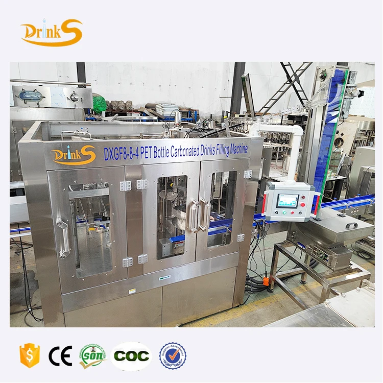 1000-2000BPH Monobloc Soft Drink Cola Bottle Filling Machine / Equipment PET Plastic Bottle 3 in 1 Carbonated Drink Filling Line