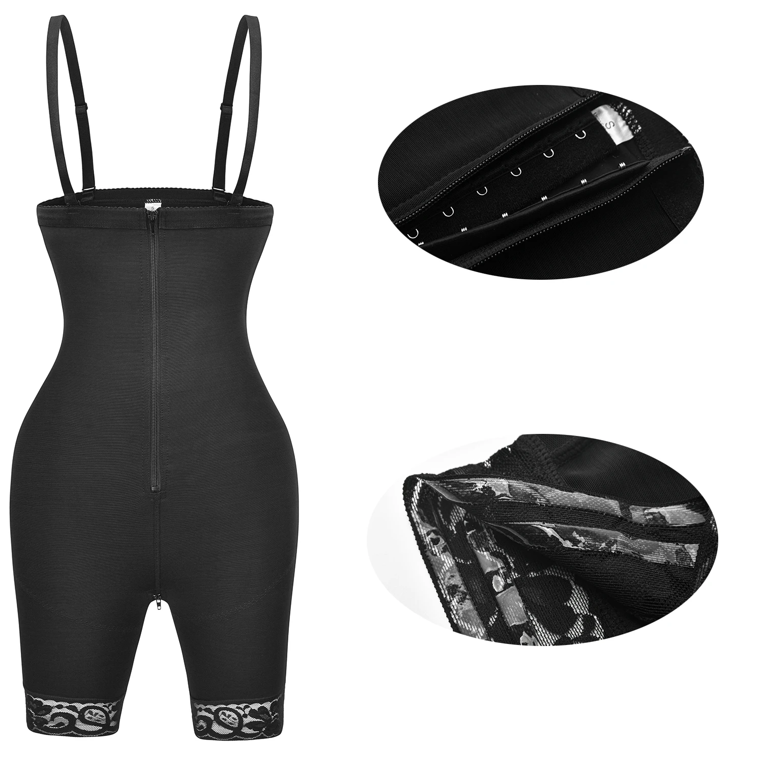 Full Body Shaper With Crotch Zipper Underbust Corset Bodysuit 3in one Waist Trainer Butt Lifter Shapewear slimming girdle