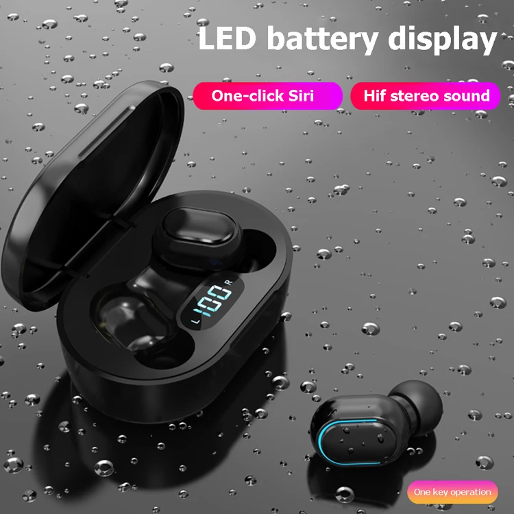 Cheapest Earbud in-ear Headphones TWS Wireless Earphone LED Battery Display Headset 9D Hifi Stereo E6S