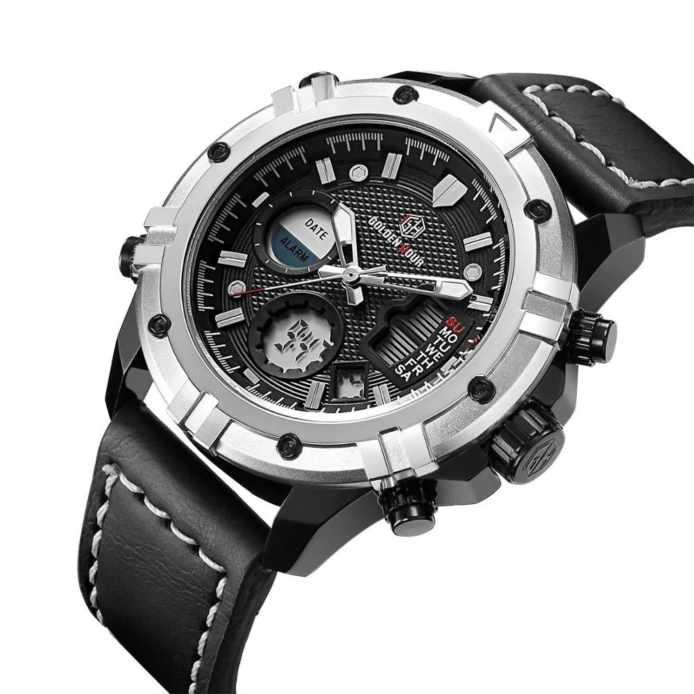 GOLDENHOUR analog waterproof custom minimalist japan mi quartz stainless multifunctional digital sports watches for men
