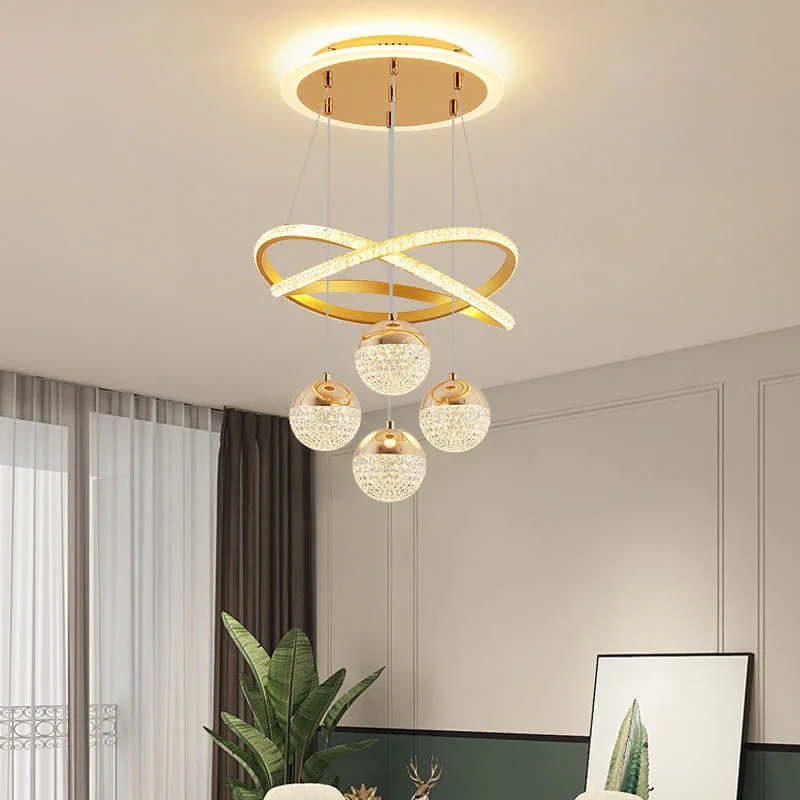 Up And Down Luminous Aluminum Living Dining Room Led Pendant Light Luxury Circle Chandelier Modern