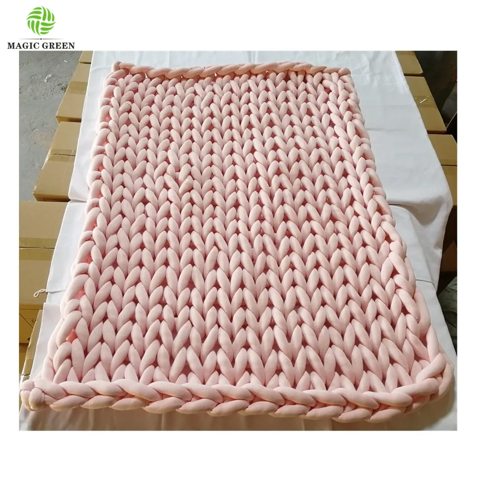 stock 100% COTTON SEAMLESS D2-3cm machine washable roving yarn filled tube braid hand knit yarn fabric  thick heavy blanket