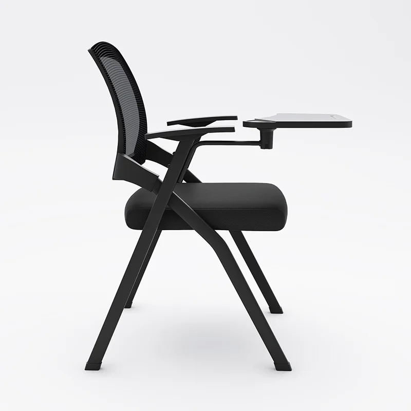 OEM Training Folding Chair Student Staff Conference Office Mesh Backrest Task Heavy Duty Stacking Chairs with Wheels Writing Pad