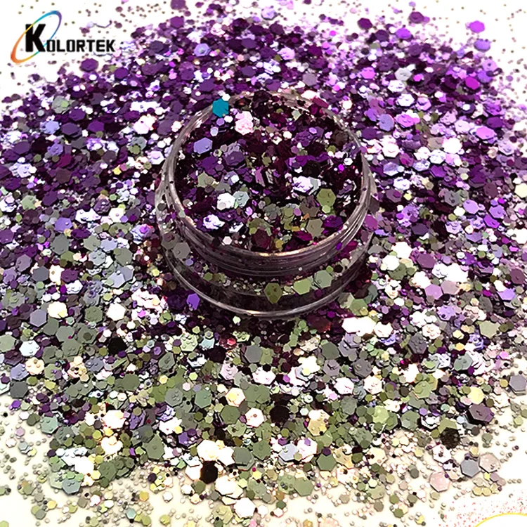 Kolortek Chameleon Effect Chunky Glitter Sequins Mix for Resin,Tumblers, Crafts, Slime, Nails Art