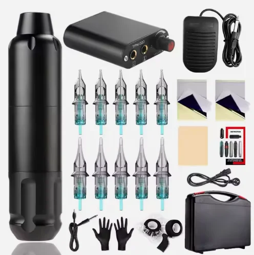 Iman Tattoo Kit, with Tattoo Power Supply Tattoo Needles , Complete Tattoo Kit for Beginners Professional tattoo supplies