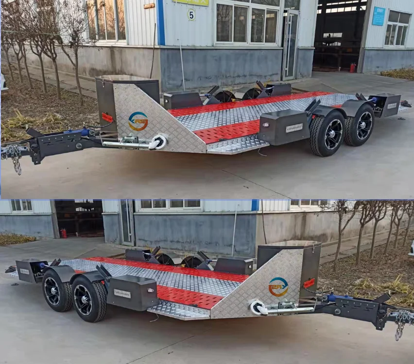 Tandem Axle Car Trailer with Adjustable Loading Ramp