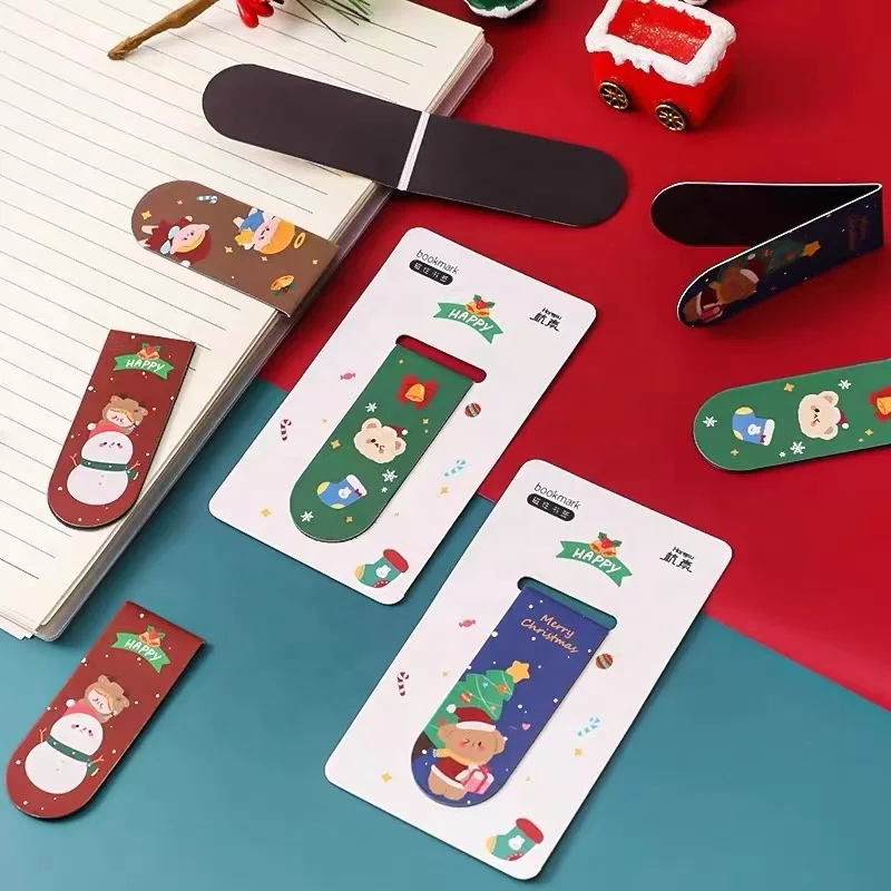 Cute design Merry Christmas Themed Magnet Page Markers Multi Patterns Magnetic Page clip Book Markers