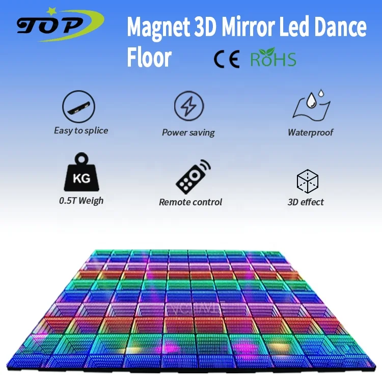 magic cube club waterproof wedding glass liquid mirror tile infinity circular led 3d dancefloor